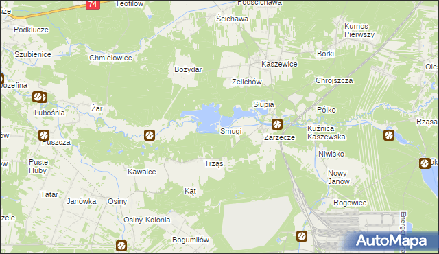 mapa Smugi gmina Kluki, Smugi gmina Kluki na mapie Targeo