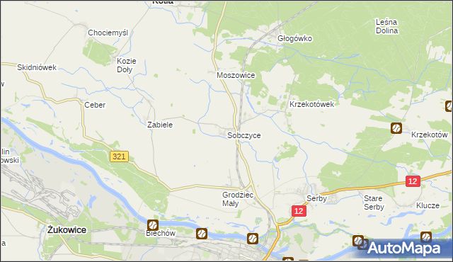 mapa Sobczyce, Sobczyce na mapie Targeo