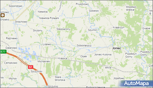 mapa Soboklęszcz gmina Joniec, Soboklęszcz gmina Joniec na mapie Targeo
