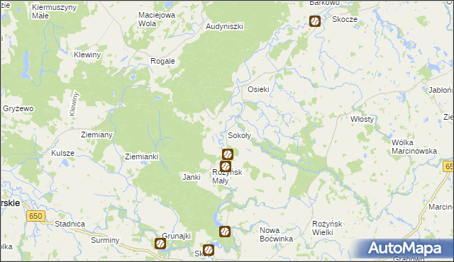 mapa Sokoły gmina Gołdap, Sokoły gmina Gołdap na mapie Targeo