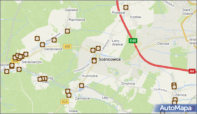 mapa Sośnicowice, Sośnicowice na mapie Targeo