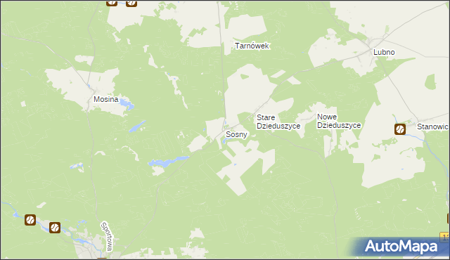 mapa Sosny, Sosny na mapie Targeo