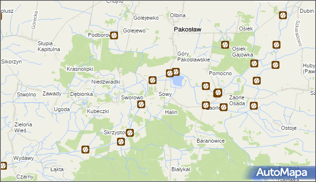 mapa Sowy gmina Pakosław, Sowy gmina Pakosław na mapie Targeo