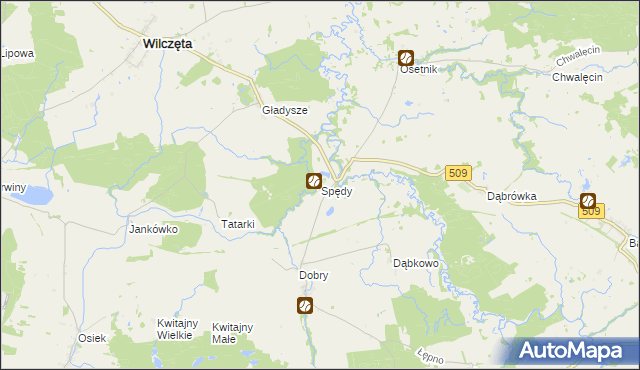 mapa Spędy, Spędy na mapie Targeo