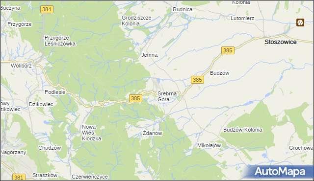 mapa Srebrna Góra gmina Stoszowice, Srebrna Góra gmina Stoszowice na mapie Targeo