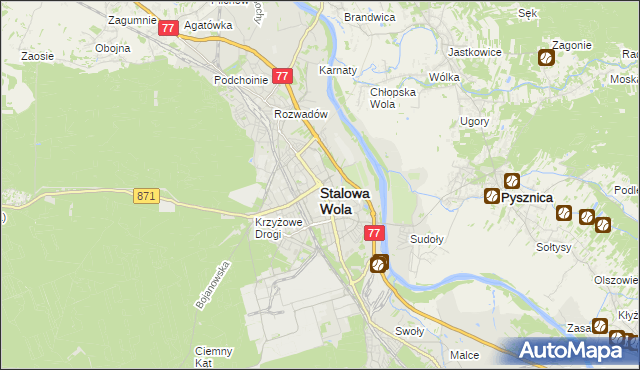 mapa Stalowa Wola, Stalowa Wola na mapie Targeo