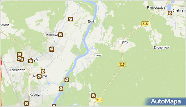 mapa Stany gmina Nowa Sól, Stany gmina Nowa Sól na mapie Targeo