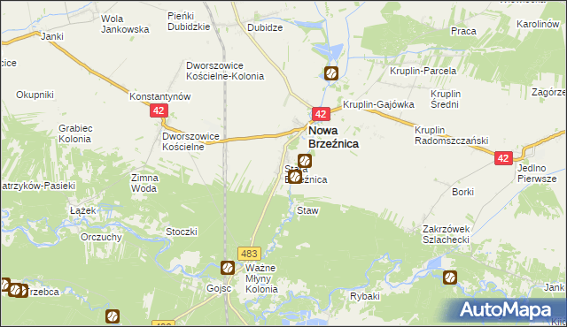 mapa Stara Brzeźnica, Stara Brzeźnica na mapie Targeo