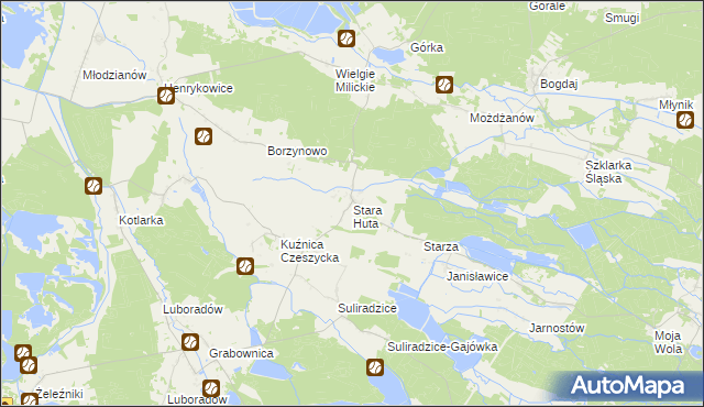 mapa Stara Huta gmina Krośnice, Stara Huta gmina Krośnice na mapie Targeo