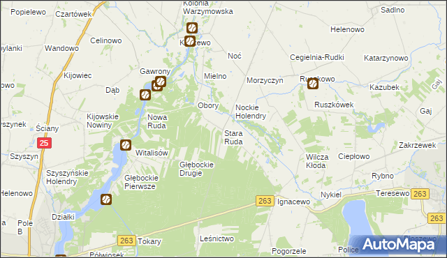 mapa Stara Ruda gmina Wierzbinek, Stara Ruda gmina Wierzbinek na mapie Targeo