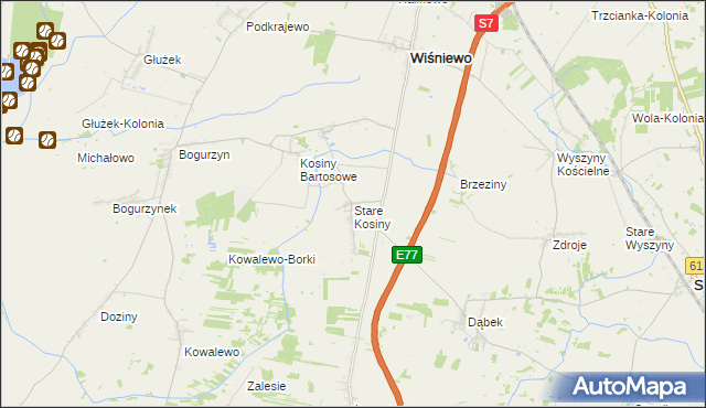 mapa Stare Kosiny, Stare Kosiny na mapie Targeo