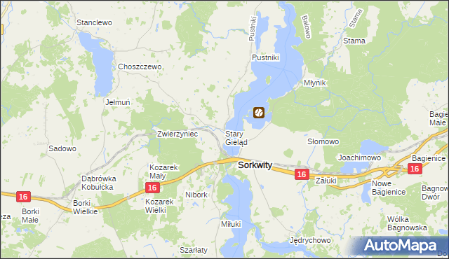 mapa Stary Gieląd, Stary Gieląd na mapie Targeo