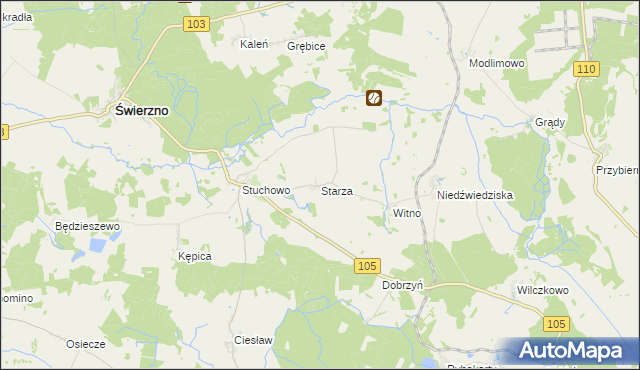 mapa Starza gmina Świerzno, Starza gmina Świerzno na mapie Targeo