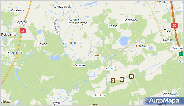 mapa Staw gmina Lubiszyn, Staw gmina Lubiszyn na mapie Targeo