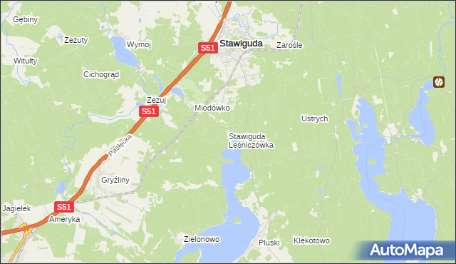 mapa Stawiguda Leśniczówka, Stawiguda Leśniczówka na mapie Targeo