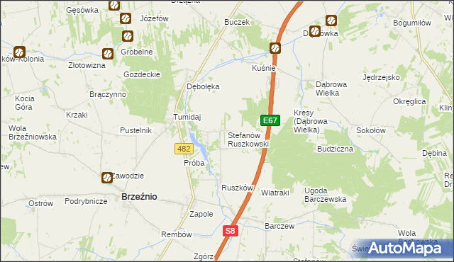 mapa Stefanów Ruszkowski, Stefanów Ruszkowski na mapie Targeo