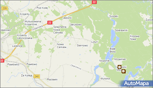 mapa Sternowo, Sternowo na mapie Targeo