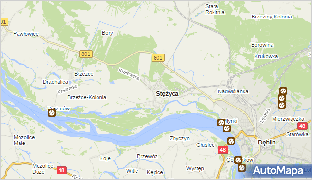 mapa Stężyca powiat rycki, Stężyca powiat rycki na mapie Targeo