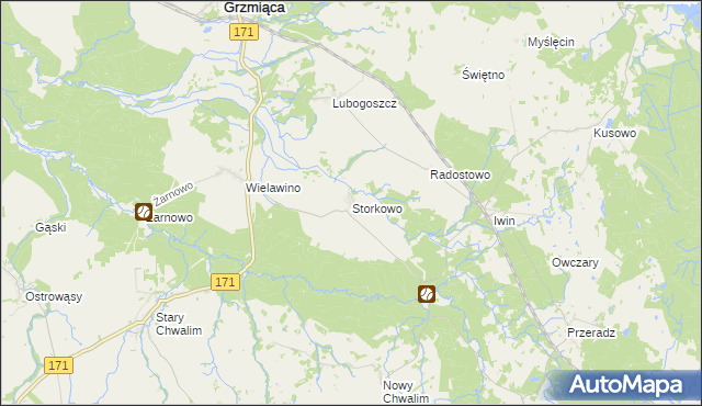 mapa Storkowo gmina Grzmiąca, Storkowo gmina Grzmiąca na mapie Targeo