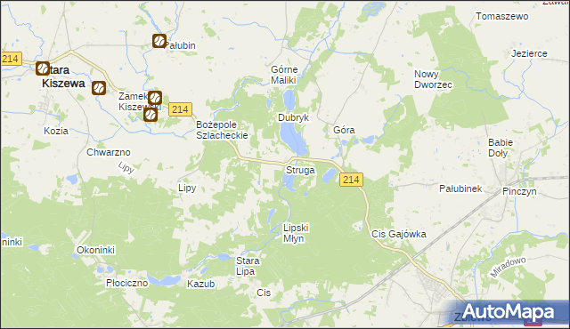 mapa Struga gmina Stara Kiszewa, Struga gmina Stara Kiszewa na mapie Targeo