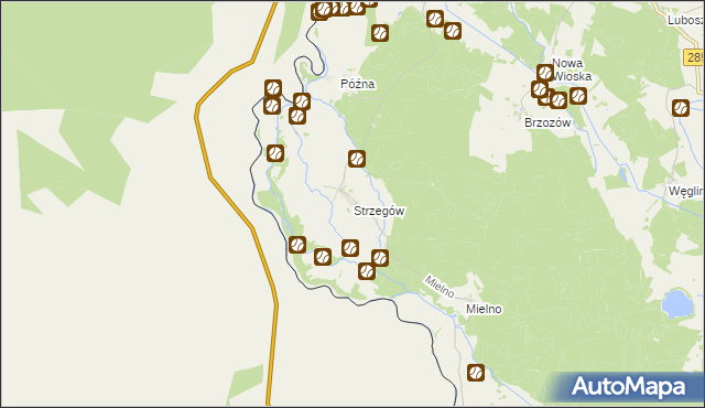 mapa Strzegów gmina Gubin, Strzegów gmina Gubin na mapie Targeo