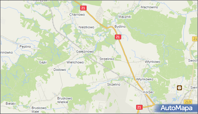 mapa Strzelinko, Strzelinko na mapie Targeo