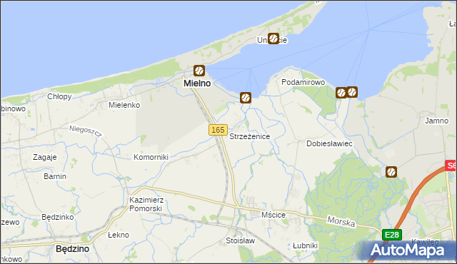 mapa Strzeżenice, Strzeżenice na mapie Targeo