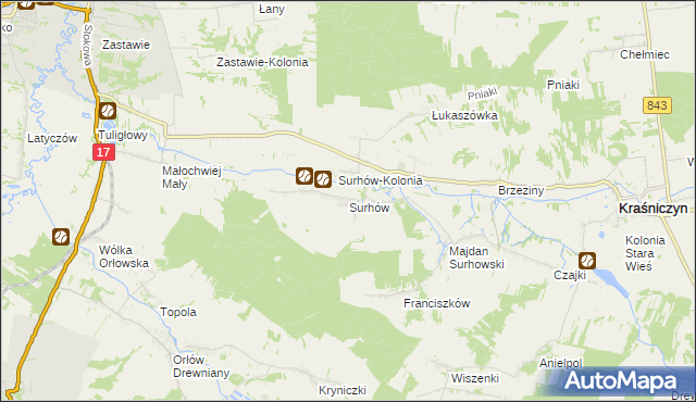 mapa Surhów, Surhów na mapie Targeo