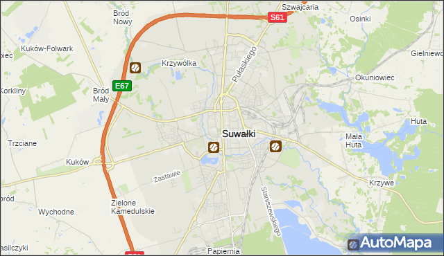 mapa Suwałk, Suwałki na mapie Targeo