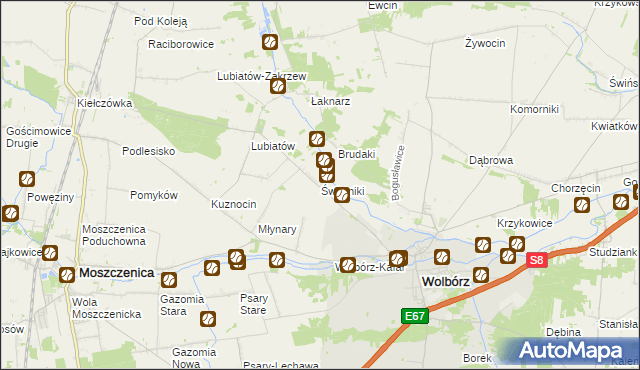 mapa Świątniki gmina Wolbórz, Świątniki gmina Wolbórz na mapie Targeo