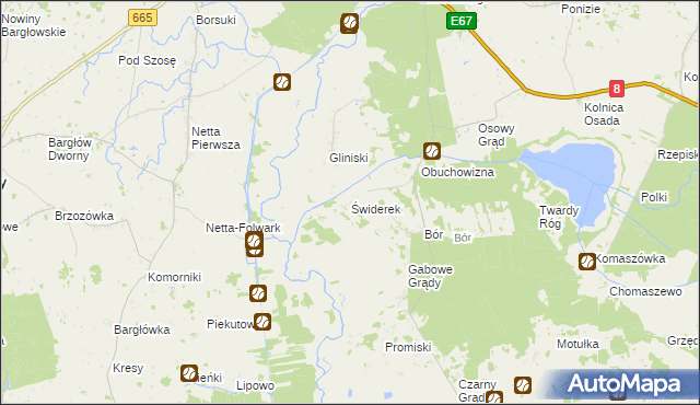 mapa Świderek, Świderek na mapie Targeo