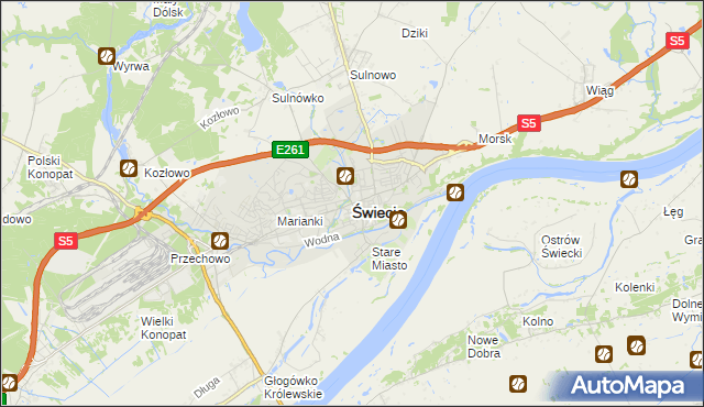 mapa Świecie, Świecie na mapie Targeo