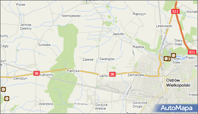 mapa Świeligów, Świeligów na mapie Targeo