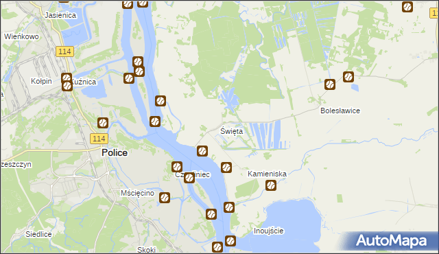 mapa Święta gmina Goleniów, Święta gmina Goleniów na mapie Targeo