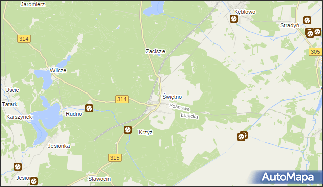 mapa Świętno gmina Wolsztyn, Świętno gmina Wolsztyn na mapie Targeo