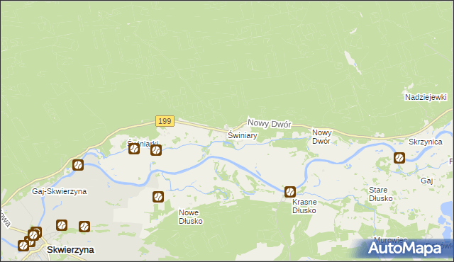 mapa Świniary gmina Skwierzyna, Świniary gmina Skwierzyna na mapie Targeo