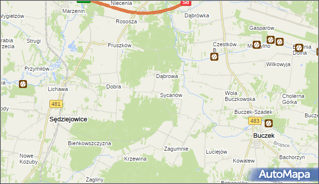 mapa Sycanów, Sycanów na mapie Targeo