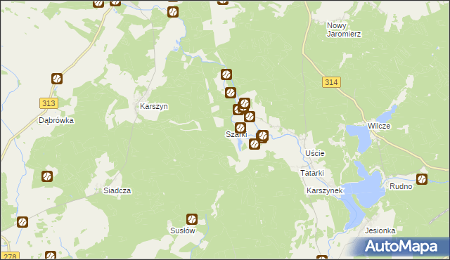 mapa Szarki gmina Kargowa, Szarki gmina Kargowa na mapie Targeo