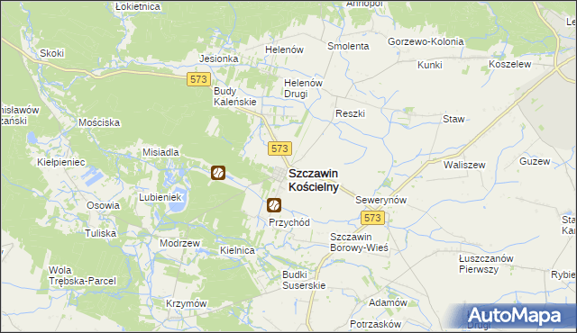 mapa Szczawin Kościelny, Szczawin Kościelny na mapie Targeo