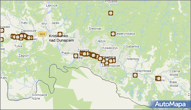 mapa Szczawnica, Szczawnica na mapie Targeo