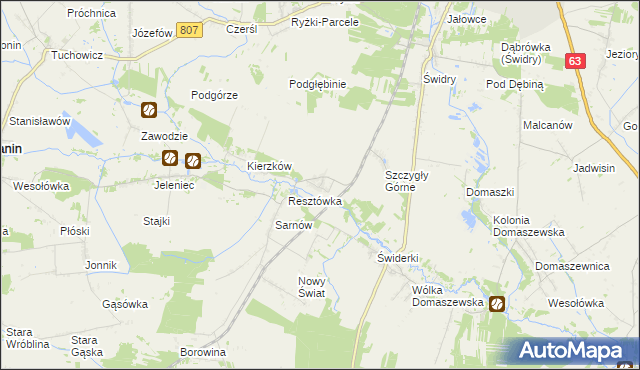 mapa Szczygły Dolne, Szczygły Dolne na mapie Targeo