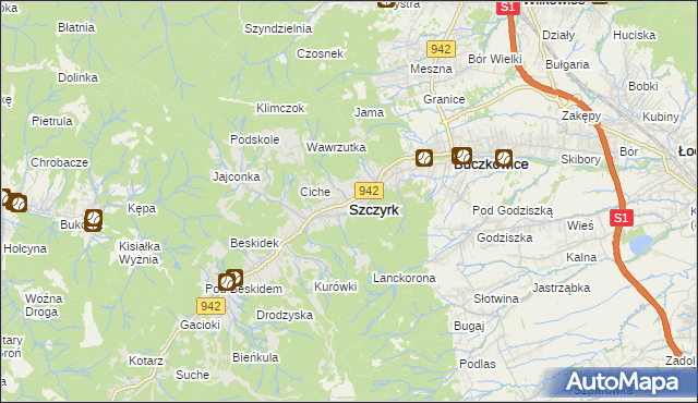 mapa Szczyrk, Szczyrk na mapie Targeo