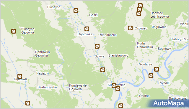 mapa Szkwa, Szkwa na mapie Targeo