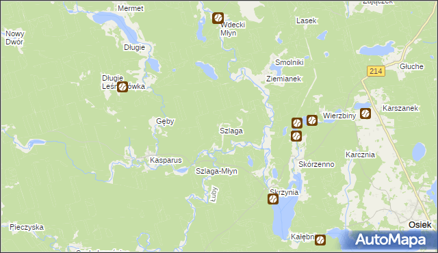 mapa Szlaga, Szlaga na mapie Targeo