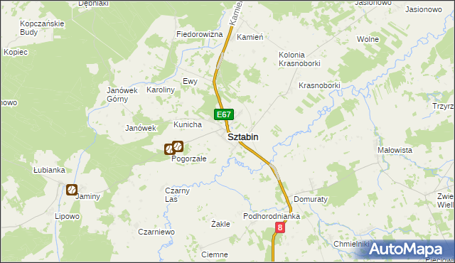 mapa Sztabin, Sztabin na mapie Targeo