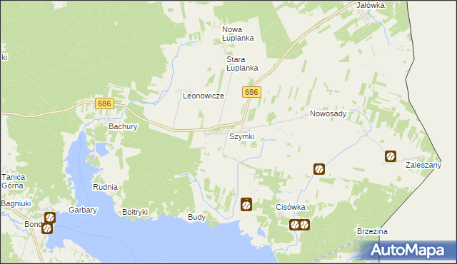mapa Szymki gmina Michałowo, Szymki gmina Michałowo na mapie Targeo