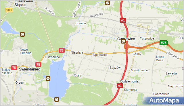 mapa Tąpkowice, Tąpkowice na mapie Targeo