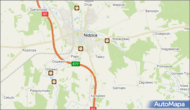 mapa Tatary gmina Nidzica, Tatary gmina Nidzica na mapie Targeo