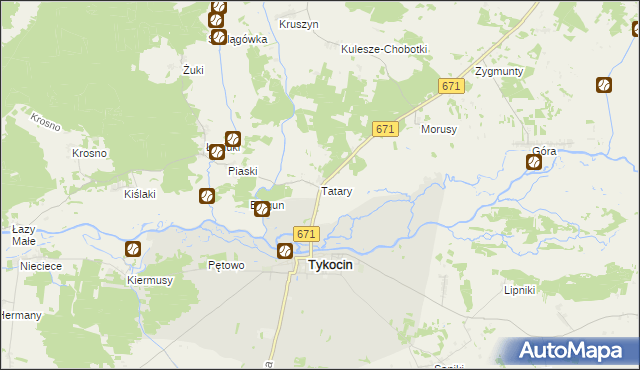 mapa Tatary gmina Tykocin, Tatary gmina Tykocin na mapie Targeo