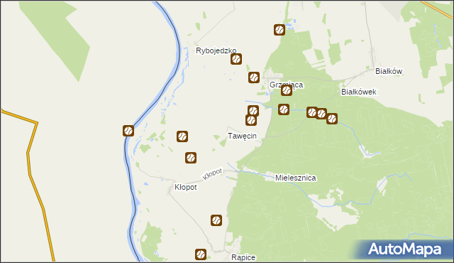 mapa Tawęcin, Tawęcin na mapie Targeo